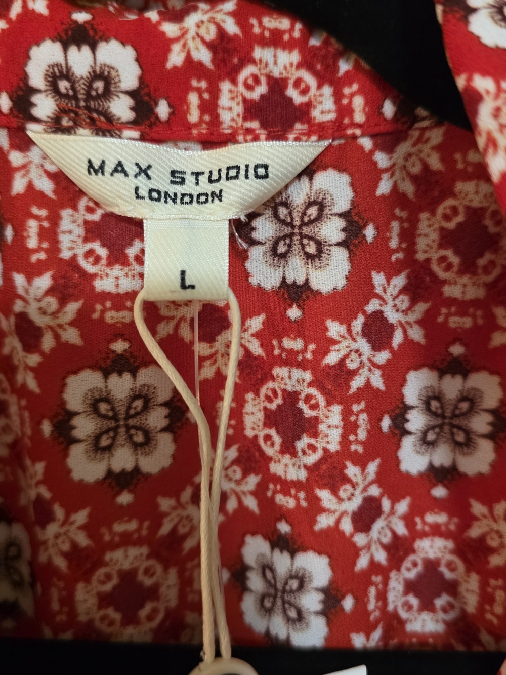 Max Studio Red Printed Collared Midi Dress - Picture 3 of 12
